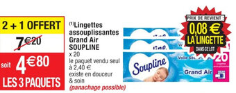 Cora x Carrefour Lingettes assouplissantes Grand Air SOUPLINE offre