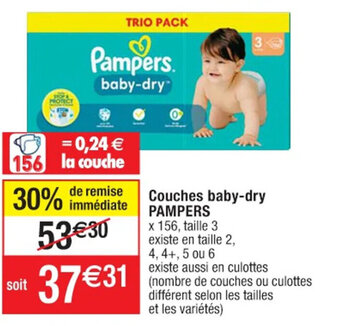 Cora x Carrefour Couches baby-dry PAMPERS offre