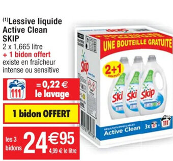Cora x Carrefour (¹)Lessive liquide Active Clean SKIP offre