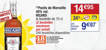 (1)Pastis de Marseille 45% vol. RICARD