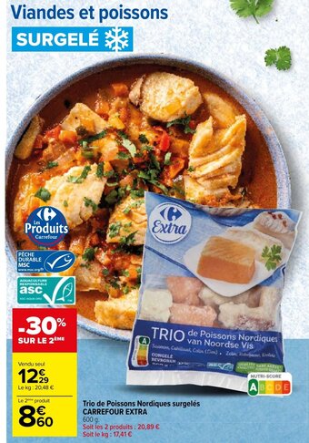 Carrefour Market Trio de Poissons Nordiques surgelés CARREFOUR EXTRA offre