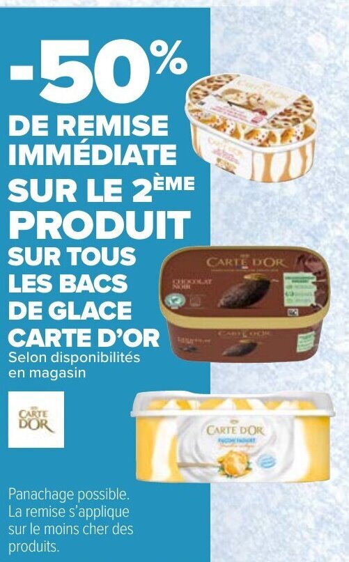 Promo SUR TOUS LES BACS DE GLACE CARTE D'OR Selon disponibilités en magasin chez Carrefour Market