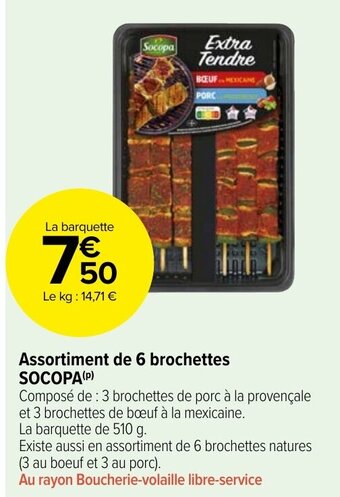 Carrefour Market Assortiment de 6 brochettes SOCOPA(P) offre