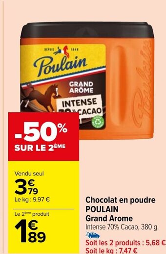 Carrefour Market Chocolat en poudre POULAIN Grand Arome offre