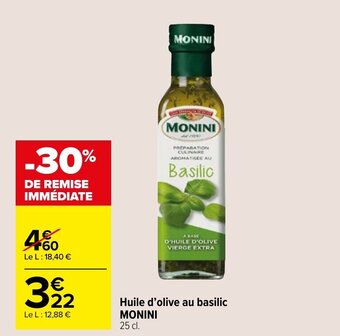 Carrefour Market Huile d'olive au basilic MONINI offre