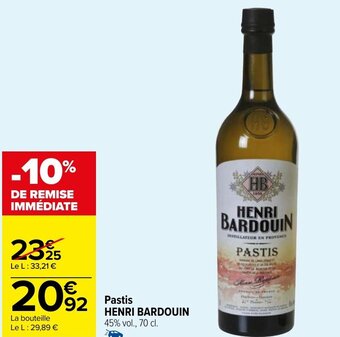 Carrefour Market Pastis HENRI BARDOUIN offre
