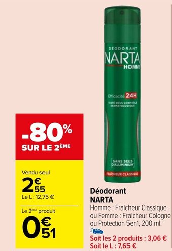 Carrefour Market Déodorant NARTA offre