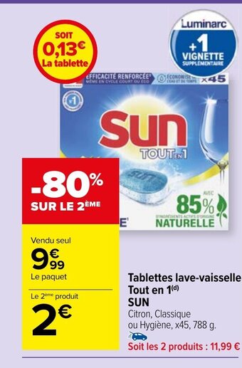 Carrefour Market Tablettes lave-vaisselle Tout en 1(d) SUN offre