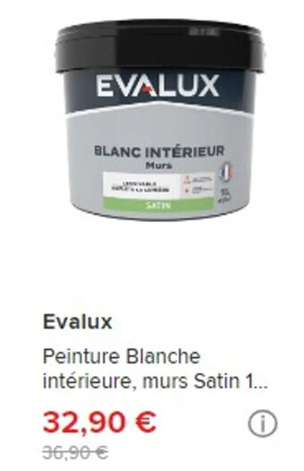 Evalux Peinture Blanche intérieure, murs Satin 1...