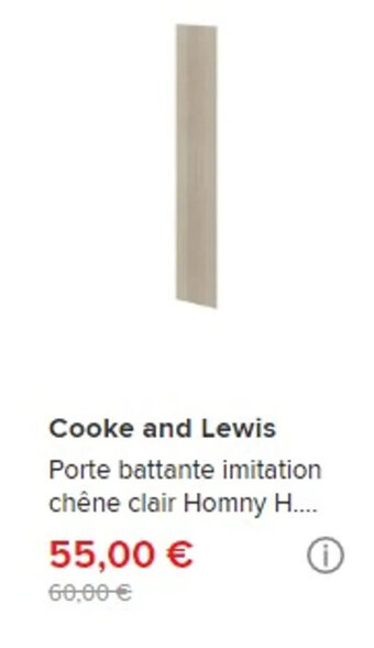 Brico Dépôt Cooke and Lewis Porte battante imitation chêne clair Homny H.... offre