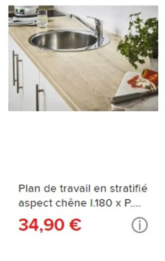 Plan de travail en stratifié aspect chêne 1.180 x P.... 34,90 €