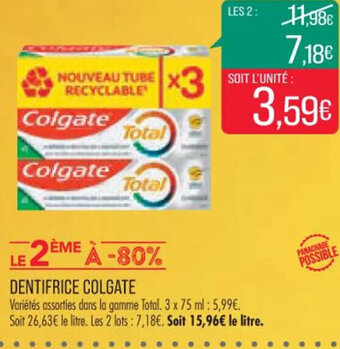 Match DENTIFRICE COLGATE offre