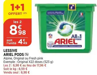 Bi1 Lessive Ariel Pods offre