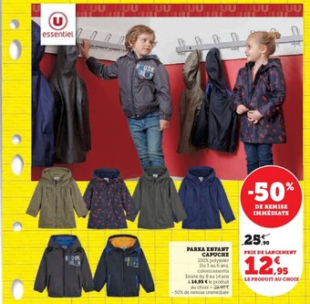 U Express PARKA ENFANT CAPUCHE 100% offre