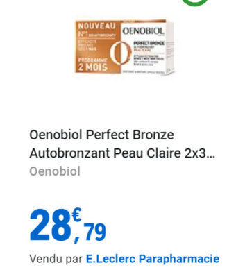 Oenobiol Perfect Bronze Autobronzant Peau Claire 2x3... Oenobiol