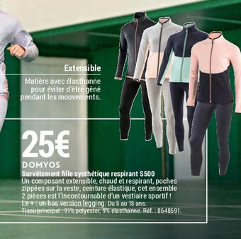 Survêtement fille synthétique respirant $500