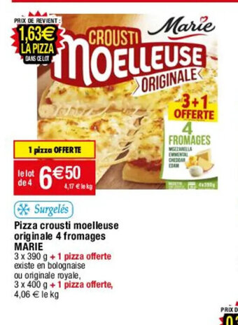 Migros Pizza crousti moelleuse originale 4 fromages MARIE offre