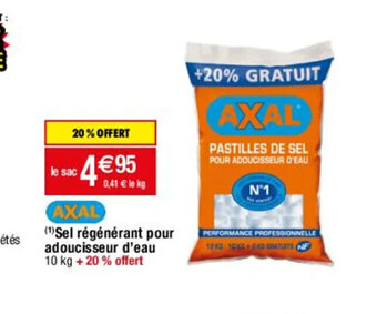 AXAL (¹)Sel régénérant pour adoucisseur d'eau 10 kg + 20% offert