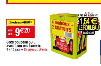 Migros Sacs poubelle 50 L avec liens coulissants offre