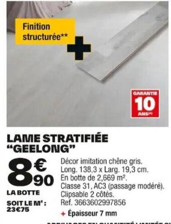 Brico Dépôt LAME STRATIFIÉE "GEELONG" offre