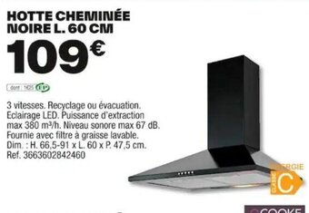Brico Dépôt HOTTE CHEMINÉE NOIRE L. 60 CM offre