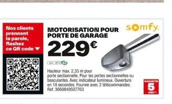 Brico Dépôt MOTORISATION POUR PORTE DE GARAGE offre