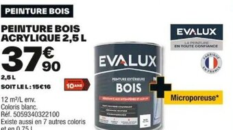 Brico Dépôt PEINTURE BOIS ACRYLIQUE 2,5 L offre