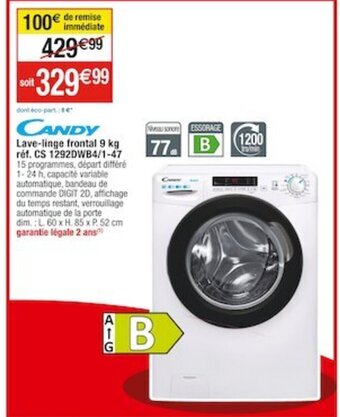 Cora x Carrefour Lave-linge frontal 9 kg offre