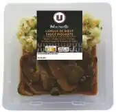U Express LANGUE DE BŒUF SAUCE PIQUANTE ET POMMES DE TERRE OU BŒUF BOURGUIGNON ET TAGLIATELLES OU BLANQUETTE DE VEAU ET RIZ 3 COULEURS offre