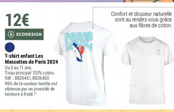 Decathlon T-shirt enfant Les Mascottes de Paris 2024 offre