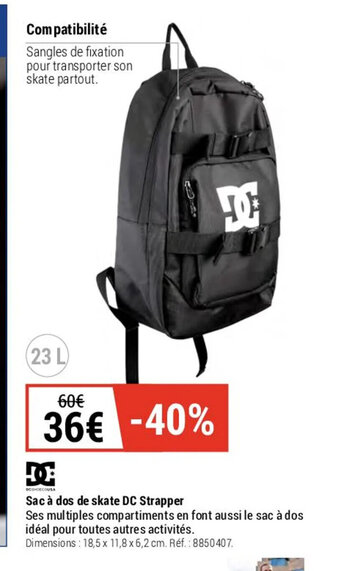 Decathlon Sac à dos de skate DC Strapper offre