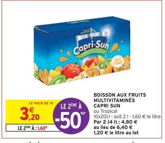 Intermarché Capri sun boisson aux fruits multivitaminés capri offre