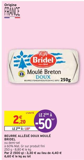 Bridel beurre allégé doux moulé