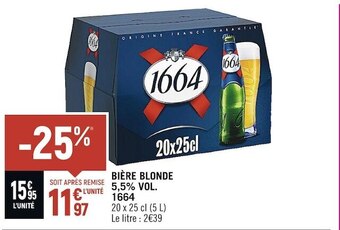 Spar 1664 bière blonde 5,5% vol. offre