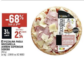 Spar Sodebo pizzalina paola mozzarella jambon supérieur offre
