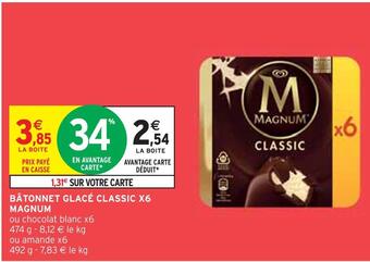 Intermarché Magnum bâtonnet glacé classic x6 offre