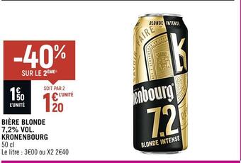 Spar Kronenbourg bière blonde 7,2% vol. offre
