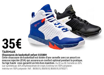 Decathlon TARMAK Chaussures de basketball enfant S$500H offre