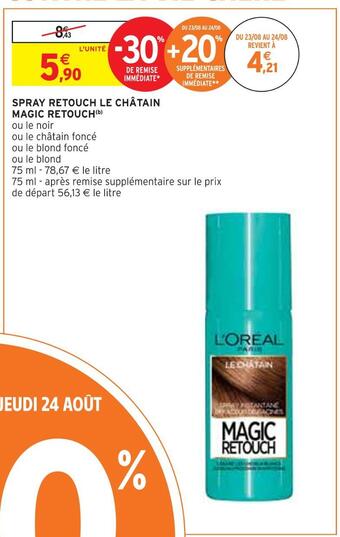 Intermarché L'oréal spray retouch le châtain magic retouch(b) offre