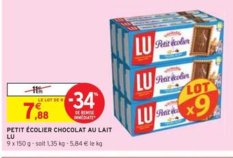 Intermarché Lu petit écolier chocolat au lait offre