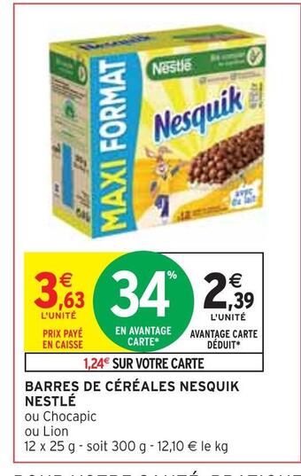 Intermarché Nestlé barres de céréales nesquik offre