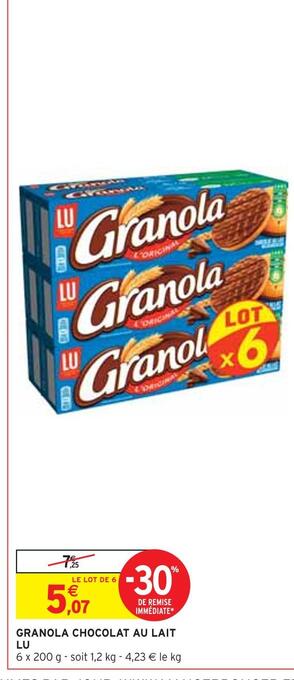 Intermarché Lu granola chocolat au lait offre