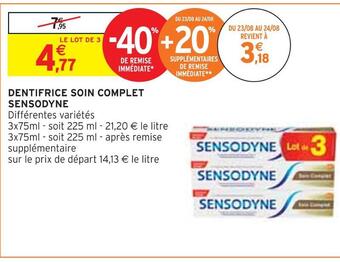 Intermarché Sensodyne dentifrice soin complet offre