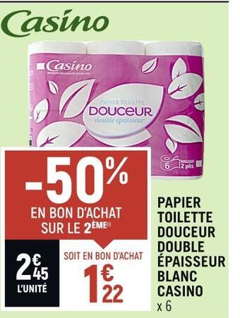 Spar Casino papier toilette douceur double épaisseur blanc offre
