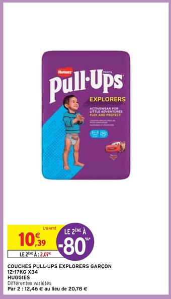 Intermarché Huggies couches pull-ups explorers garçon 12-17kg x34 offre