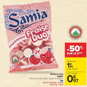 Carrefour Samia bonbons halal offre