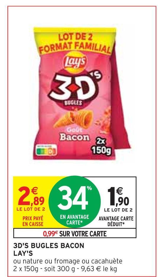 Promo Lay's 3d's bugles bacon chez Intermarché