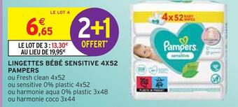 Intermarché Pampers lingettes bébé sensitive 4x52 offre