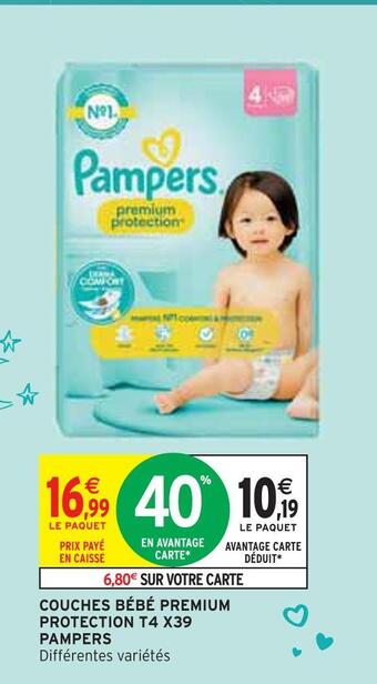 Intermarché Pampers couches bébé premium protection t4 x39 offre