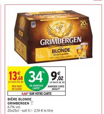 Intermarché Grimbergen bière blonde offre